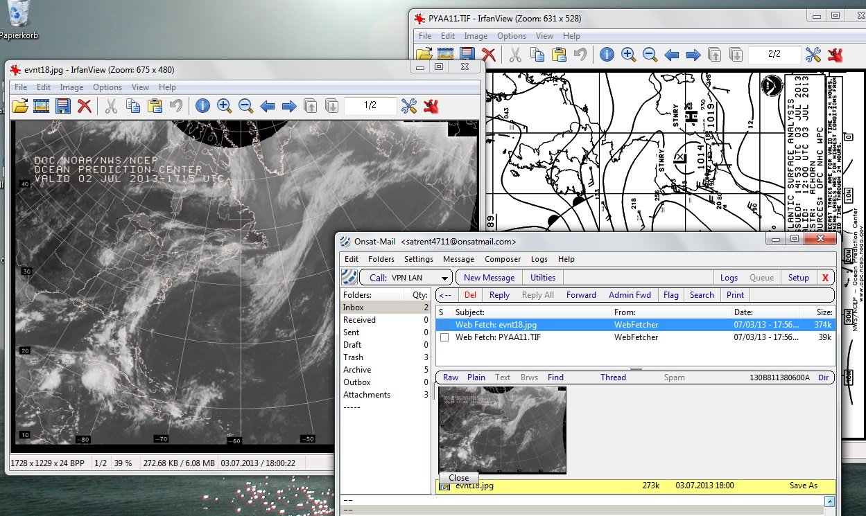 Visualisierung des Ergebnisses aus onsatmail